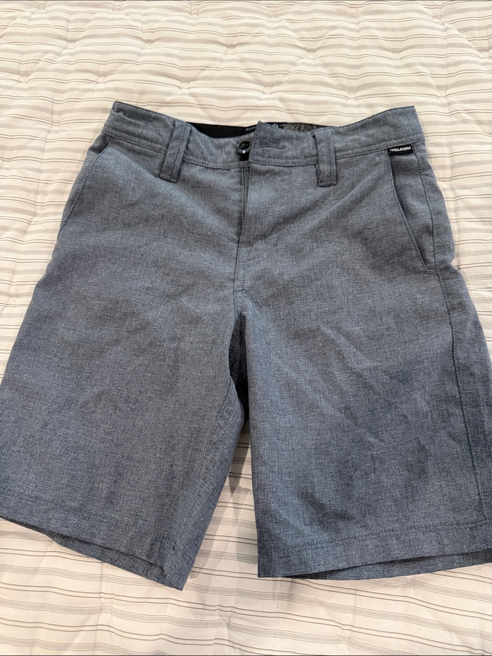 Volcom Boys Slate Gray Flat-Front Shorts